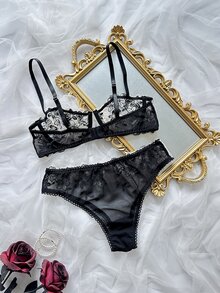 SHEIN 浪漫刺繡內衣套裝 2件組 - 彩色 - 查看 2