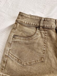 Soleia Women's Casual Versatile Daily Shorts With Pockets And Buttons - Khaki - View 5