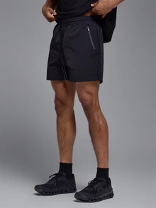 Musero Sport Smart Poly Gym Short Elasticated Wasitband Zipper Fastening Pockets Spring Summer Sports Activewear - Black - View 4