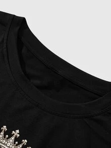 Manfinity Roughcore Set Kaos Lengan Pendek dan Celana Pendek Motif Karakter Pria - Hitam - View 3