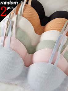 Randomly Ships 2 Of 6 Seamless One-Piece Wireless Thin Bra For Girl, Side-Smoothing Bra For Students And Teenage Girls - Multicolor - View 4