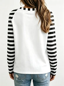 EMERY ROSE Women's Crew Neck Halloween Printing Vintage Spring/Fall Long Sleeve Sweatshirt - Multicolor - View 2