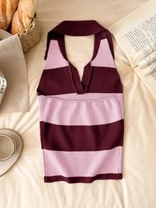 Story & Sage Women's Colorblock Casual Versatile Daily Knit Top - Red - View 2