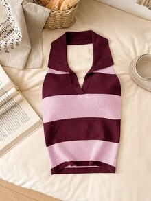Story & Sage Women's Colorblock Casual Versatile Daily Knit Top - Red - View 7