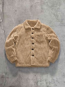 AXEPEAK Men's Solid Color Long Sleeve Single-Breasted Casual Jacket Coat, Autumn/Winter - Khaki - View 1