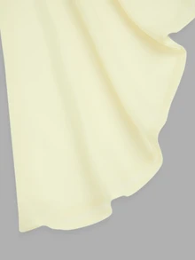 Sweetra Plus Size Solid Color Minimalist Camisole Tank Top & Asymmetrical Top Vacation 2 Pieces Set - Pale Yellow - View 5