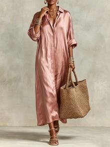 Trelyra Women's Solid Color Casual Daily Summer Travel Dress - Baby Pink - View 5