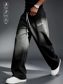 Acti Log Men's Gradient Print Sports Long Pants - Black - View 1