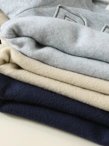 SHEIN 中性嬰兒男/女童、幼兒 2 件組秋冬保暖內裡加厚可愛拼色拼接立領運動衫套裝，嬰兒冬季衣物、運動服、聖誕 - 藏蓝色 - 查看 5