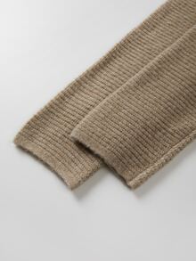 SHEIN Textured Knit Wrap Cardigan Featured With Wide Lapel And Side Tie. Cropped Silhouette Delivers Refin - Khaki - View 7