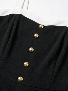LUMIGAL 女款拼色休閒日常穿著連身褲 - 黑色 - 查看 6