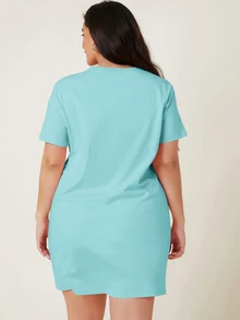SHEIN BASICS 大碼休閒晚餐約會女款夏季洋裝套裝，優雅休閒女裝洋裝 - 薄荷綠 - 查看 2