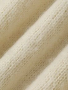 Dazy Plus Solid Color Loose Round Neck Pullover Knit Sweater, Brushed Thickened Autumn/Winter Casual Old Money Vacation Sweater - Beige - View 8