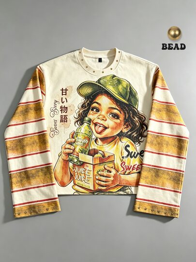 2026 Frühling/Herbst/Winter Neues Digital Muster Muster Design T-Shirt Süß Lustig Lässig Herren T-Shirt Unisex Paar Matching Damen Mode Lässig Preppy Langarm Top
