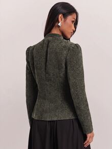 SHEIN BAE Jaket Blazer Wanita Kasual Serbaguna untuk Perjalanan dan Komuter - Coklat - View 2