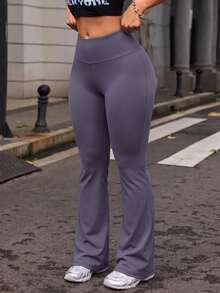 SHEIN Core Rhythm Plus Size Women's Letter Print Wide Leg Pants For Yoga, Fitness Alternative Kawaii, Running, Daily Wear, Yoga Studio, Gym Gym Dark Purple Autumn - Dusty Purple - View 3