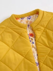 Rusticease Plus Size Women Solid Color Casual Versatile Winter Padded Coat - Yellow - View 3