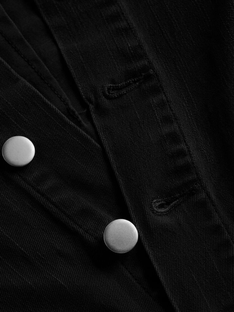 Selenza Plus Size Women's Single-Breasted Casual Commuter Denim Skirt - Black - View 6