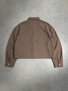 STYNVO Men's Solid Color Single-Breasted Casual Commute Long Sleeve Shirt - Coffee Brown - View 2