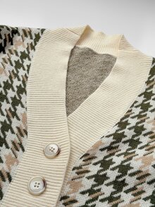 Maweii Plus Size Women's Houndstooth Casual Versatile Daily Wear Cardigan - Multicolor - View 6