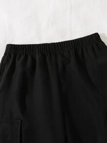 Genkimix Kids 2件組小男孩休閒運動學院街頭風可愛酷感漸層圖案英文字母運動衫+長褲，適合日常穿著、上學、旅行、運動，春秋款，整體設計簡約優雅，舒適時尚，展現休閒時尚形象，男孩衣櫥的實用時尚選擇 - 黑色 - 查看 7