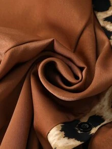 Velvienne Women's Plus Size Elegant Casual Daily Commute Colorblock Faux Silk Satin Patchwork Brown Leopard Print Long Sleeve Button-Up Loose Blouse Fall - Multicolor - View 6