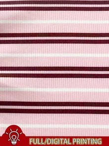 IslaSuriya Plus Size Women's Striped Button Half-Placket Short Sleeve Casual T-Shirt - Pink - View 4