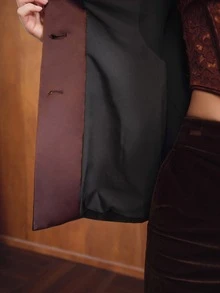 MOTF PREMIUM VELVET SHAWL COLLAR BLAZER AND TROUSERS SET - Coffee Brown - View 8