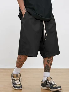 Manfinity Roghcode Men's Plus Size Casual Loose Fit Shorts - Black - View 6