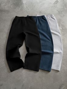PAVTROS Men's Letter Print Drawstring Waist Casual Sweatpants - Black - View 2