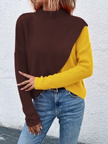 EMERY ROSE Áo len quấn patchwork phối màu phong cách thường ngày cho mùa Thu/Đông - Nhiều màu - Xem 3