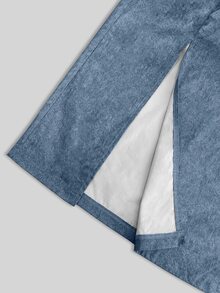 Franclia Women's Solid Color Slit Design Casual Versatile Skirt - Blue - View 4