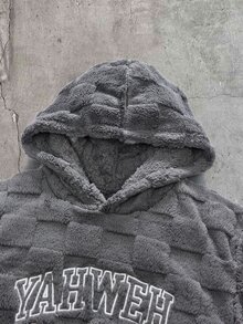 AXEPEAK 男士休閒字母刺繡連帽夾克，秋冬款 - 灰色 - 查看 5