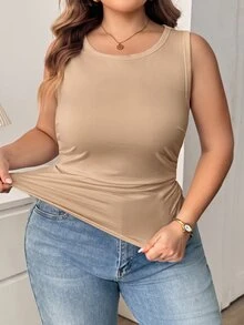 SHEIN CURVE+ 3pcs Plus Size Solid Color Casual Round Neck Camisole Tank Top Set All, Fall Winter 2026 22W - Multicolor - View 9