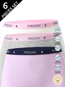 3 articles aléatoires parmi 6 ensembles de sous-vêtements sans manches et shorts pour préadolescentes, charmants, rose crème et violet unicolore, imprimé lettres, tissu doux, confortables pour tous les jours - Multicolore - Voir 7