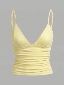 SHEIN EZwear 3件組女款休閒抓皺修身細肩帶背心，內建胸墊，適合夏季 - 彩色 - 查看 6
