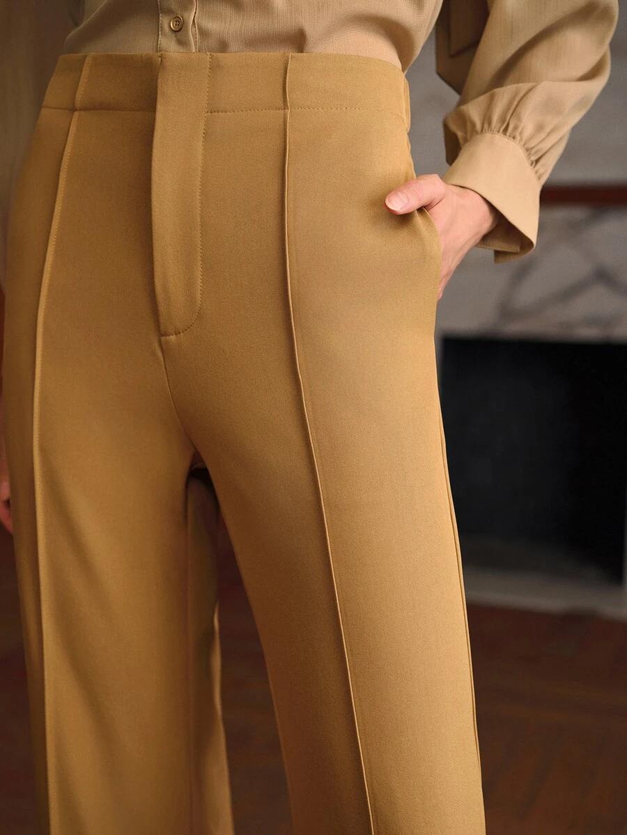 MOTF PREMIUM COMMUTER SOLID COLOR VERSATILE SLANTED POCKET LONG PANTS - Apricot - View 2