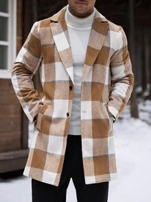 Manfinity CasualCool Men's Plaid Button-Up Long-Sleeve Coat, Autumn And Winter Style. - Multicolor - View 3