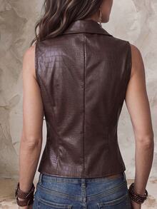 Solivie Women's Solid Color Fashion Versatile Daily Casual Vest - Coffee Brown - View 2