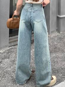 Dazy Tall Women's Loose Straight Leg Casual Denim Pants - Light Wash - View 5