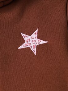 SHEIN 女童休閒仙女公主風粉色豹紋連帽衛衣外套，Y2K風格，街頭風，復古，開學季，秋冬款，7歲生日 - 棕色 - 查看 7