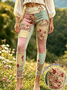 Breezaya Women's Vintage Fashion Vacation Pants; Carnival Floral Pattern Print Daily Outdoor Vacation - Multicolor - View 1