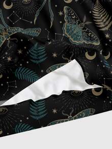 ROMWE Dark Gothic Mysterious Moth Moon Sun Stars Gothic Pullover Sweatshirt Plus Size - Black - View 5