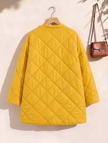 Rusticease Plus Size Women Solid Color Casual Versatile Winter Padded Coat - Yellow - View 2
