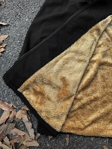 Comfylo 大尺碼素色連帽前開襟拉鍊休閒長袖外套 秋季服飾 - 黑色 - 查看 7