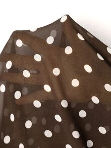 Elaquor Plus Size Women's Polka Dot Pattern Ruffle Collar Long Sleeve Fashion Blouse - Coffee Brown - View 7