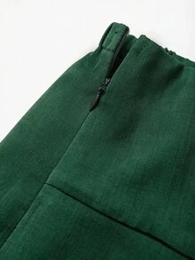 Selianne Calça Longa Feminina Premium Vintage Elegante com Amarração na Cintura, Leve, Luxuosa, Casual e Versátil, para Trabalho, Escritório, Viagem e Estilo Francês Chic - Verde Escuro - Visão 4