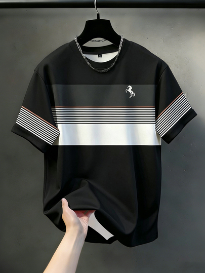 Manfinity Homme Diseño de estampado con patrón de pato en los músculos abdominales, ropa deportiva casual de verano de moda para hombres, top para hombres