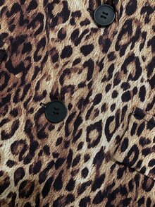 SHEIN LUNE Women's Vintage Leopard Print Long Sleeve Blazer And Pants 2 Pieces Set - Multicolor - View 5
