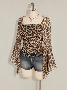SHEIN ICON Plus Size Women Tops Fall - Khaki - View 5